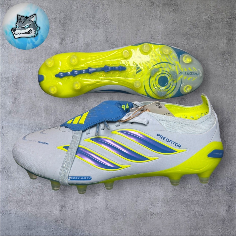 adidas Predator Elite FT AG Soccer Cleats Blue Ice Cold Yellow Men's 6.5 JR5900 - Picture 4 of 4